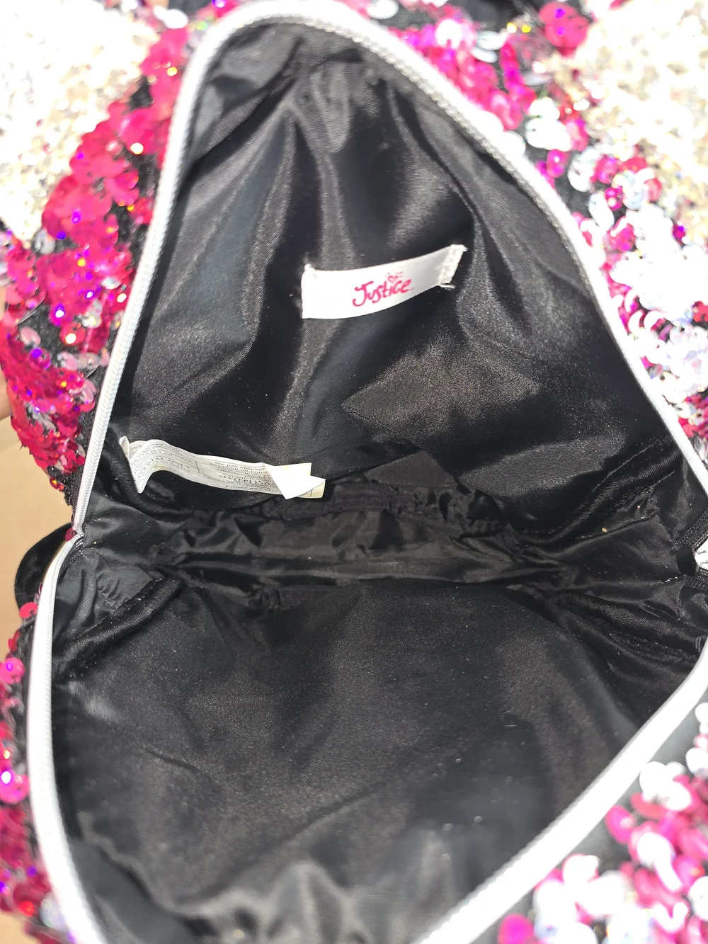 Justice Sequin Mini Backpack in Hot Pink with Silver Accents